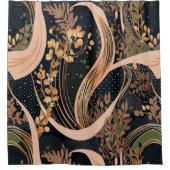 Abstract bloemmotief, stippen van polka, wijnstokk douchegordijn (Voorkant)