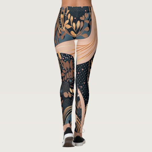 Abstract bloemmotief, stippen van polka, wijnstokk leggings (Achterkant)