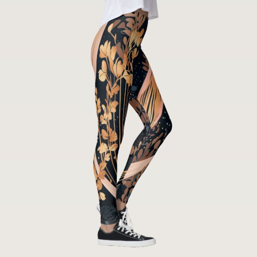 Abstract bloemmotief, stippen van polka, wijnstokk leggings (Rechts)