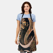 Abstract bloemmotief, stippen van polka, wijnstokk schort (Gedragen)