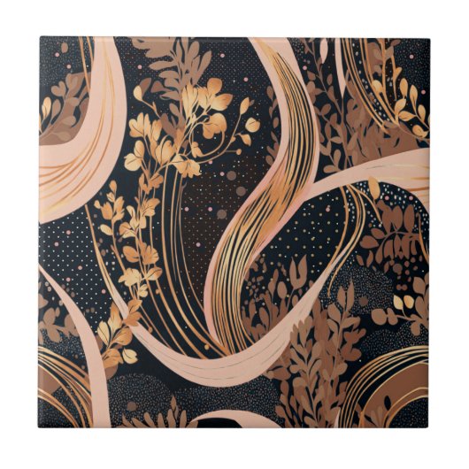 Abstract bloemmotief, stippen van polka, wijnstokk tegeltje (Voorkant)