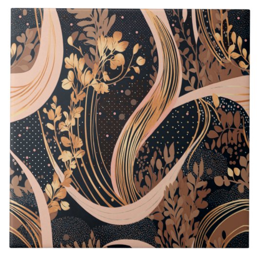 Abstract bloemmotief, stippen van polka, wijnstokk tegeltje (Voorkant)