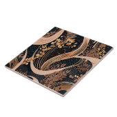 Abstract bloemmotief, stippen van polka, wijnstokk tegeltje (Zijkant)