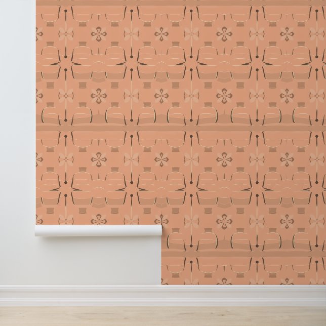 Abstract bloemmotief van zachte perzik behang (Applicatie)