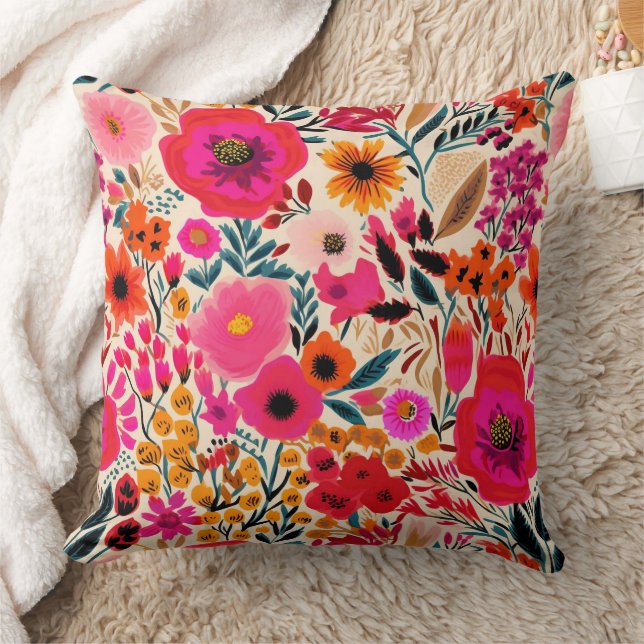 Abstract Bloemmotief voor Lente Kussen (Deken)