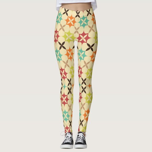 Abstract bloemmozaïek leggings (Voorkant)