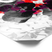 Abstract bloemontwerp - rood en paars boven wit foto afdruk (Hoek)