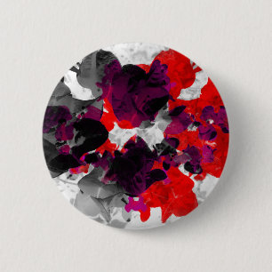 Abstract bloemontwerp - rood en paars boven wit ronde button 5,7 cm