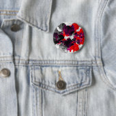 Abstract bloemontwerp - rood en paars boven wit ronde button 5,7 cm (In situ)