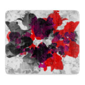 Abstract bloemontwerp - rood en paars boven wit snijplank (Voorkant)