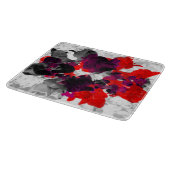 Abstract bloemontwerp - rood en paars boven wit snijplank (Hoek)