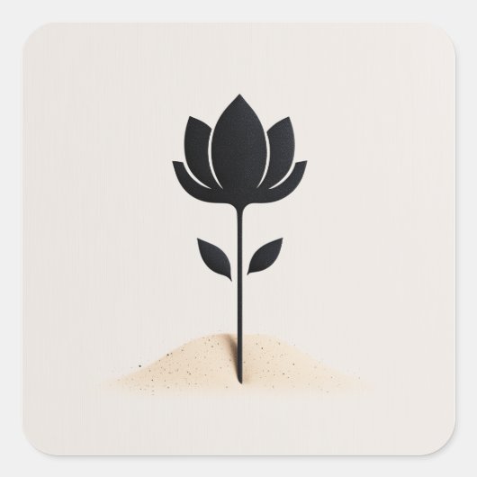 Abstract bloemontwerp vierkante sticker (Voorkant)