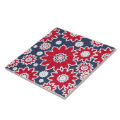 Abstract bloempatroon, Bourgogne, wit, blauw Tegeltje (Zijkant)