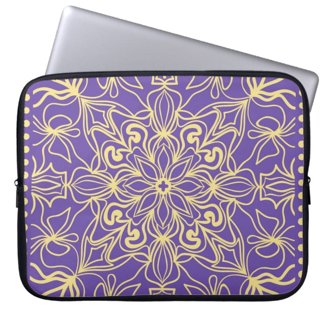 Abstract bloempatroon. geometrie, mandala design laptop sleeve (Voorkant)