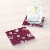 Abstract bloempatroon glazen onderzetter (Schuin)