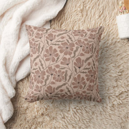 Abstract Bloempatroon in Mocha Mousse Kussen