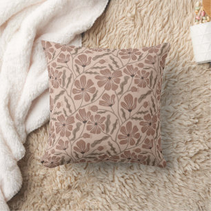 Abstract Bloempatroon in Mocha Mousse Kussen