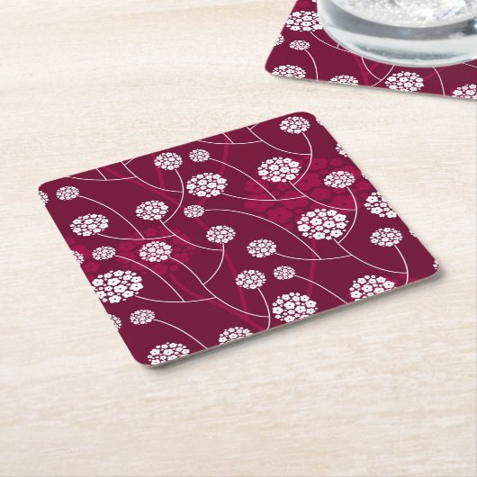 Abstract bloempatroon kartonnen onderzetters (Schuin)