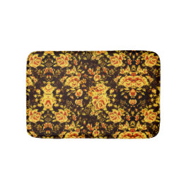Abstract bloempatroon met goudbloemen badmat