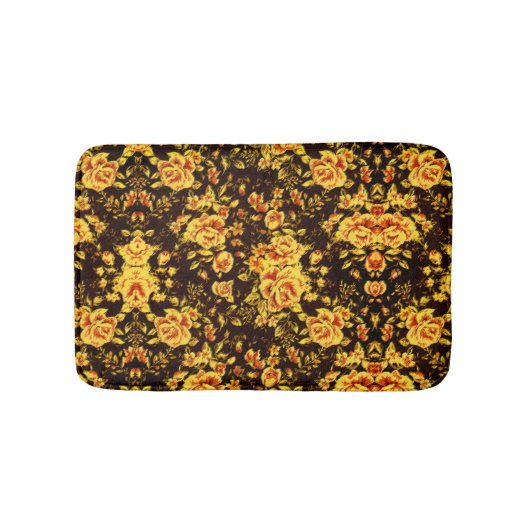 Abstract bloempatroon met goudbloemen badmat (Voorkant)