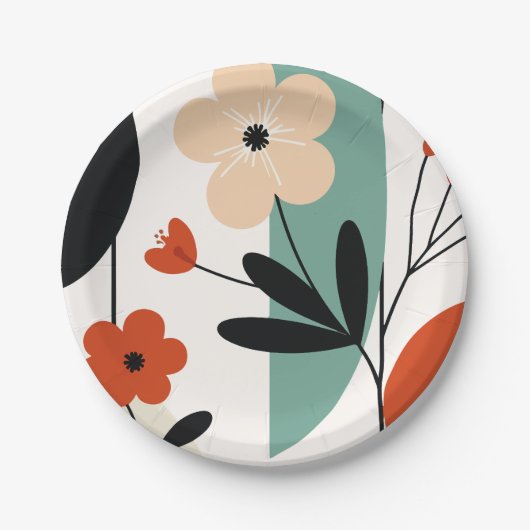 Abstract bloempatroon papieren bordje (Voorkant)