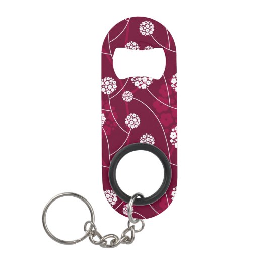 Abstract bloempatroon sleutelhanger flessenopener (Voorkant)