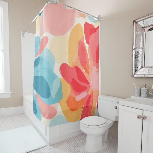 Abstract bloemschilderij douchegordijn (In situ)