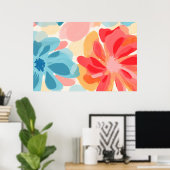 Abstract bloemschilderij poster (Thuiskantoor)