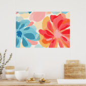 Abstract bloemschilderij poster (Keuken)