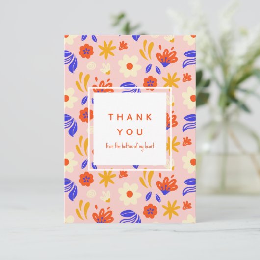 Abstract bloemvermogen bedankkaart (Staand voorkant)