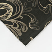 Abstract bloemzwart en goud fleece deken (Hoek)