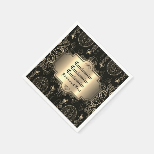 Abstract bloemzwart en goud servet (Hoek)