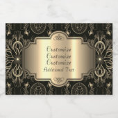 Abstract bloemzwart en goud sparkling wijnetiket (Enkel label)