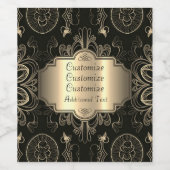 Abstract bloemzwart en goud wijn etiket (Enkel label)