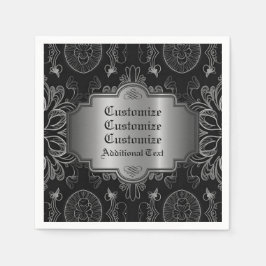 Abstract bloemzwart en zilver servet