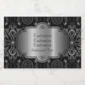 Abstract bloemzwart en zilver sparkling wijnetiket (Enkel label)