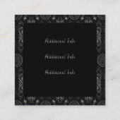 Abstract bloemzwart en zilver vierkante visitekaartje (Achterkant)