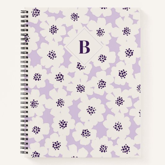 Abstract blokvormig bloemenlavendelmonogram notitieboek (Voorkant)