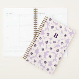 Abstract blokvormig bloemenlavendelmonogram planner