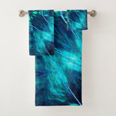 Abstract Bloom Aqua en Blauw Fractal Design Bad Handdoek (Insitu)