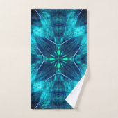 Abstract Bloom Aqua en Blauw Fractal Design Bad Handdoek (Handdoek)
