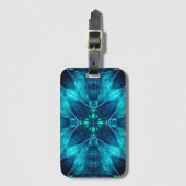 Abstract Bloom Aqua en Blauw Fractal Design Bagagelabel (Voorkant (verticaal))