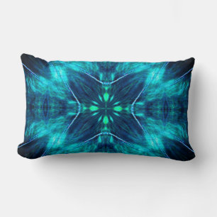 Abstract Bloom Aqua en Blauw Fractal Design Kussen