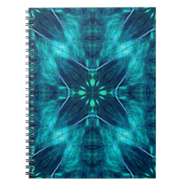 Abstract Bloom Aqua en Blauw Fractal Design Notitieboek