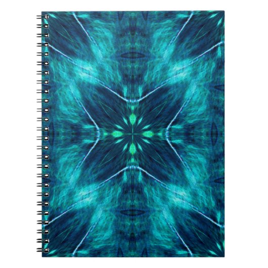 Abstract Bloom Aqua en Blauw Fractal Design Notitieboek (Voorkant)