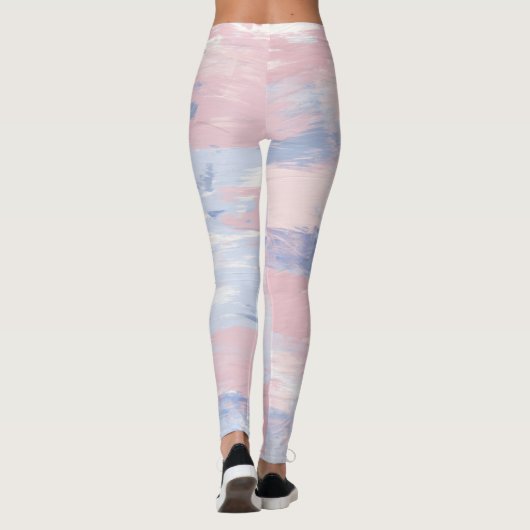 Abstract Blozen en Blauwe Verfstreken Leggings (Achterkant)