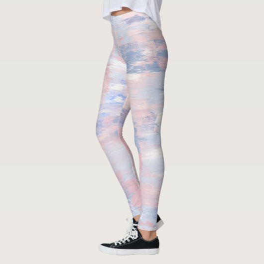 Abstract Blozen en Blauwe Verfstreken Leggings (Links)