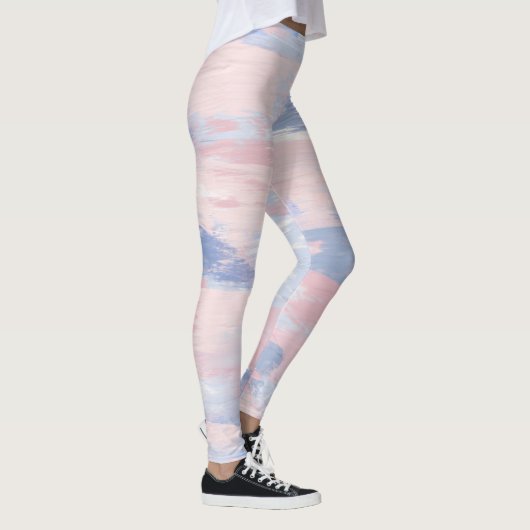 Abstract Blozen en Blauwe Verfstreken Leggings (Rechts)
