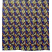 Abstract blue and gold wave geometric pattern 1299 douchegordijn (Voorkant)