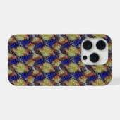 Abstract blue and gold wave geometric pattern 1299 iPhone hoesje (Achterkant horizontaal)
